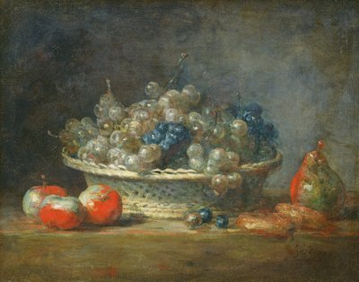 Still Life: Grape Basket with Three Apples, a Pear and Two Marzipans, 1764 by Jean Baptiste Simeon Chardin